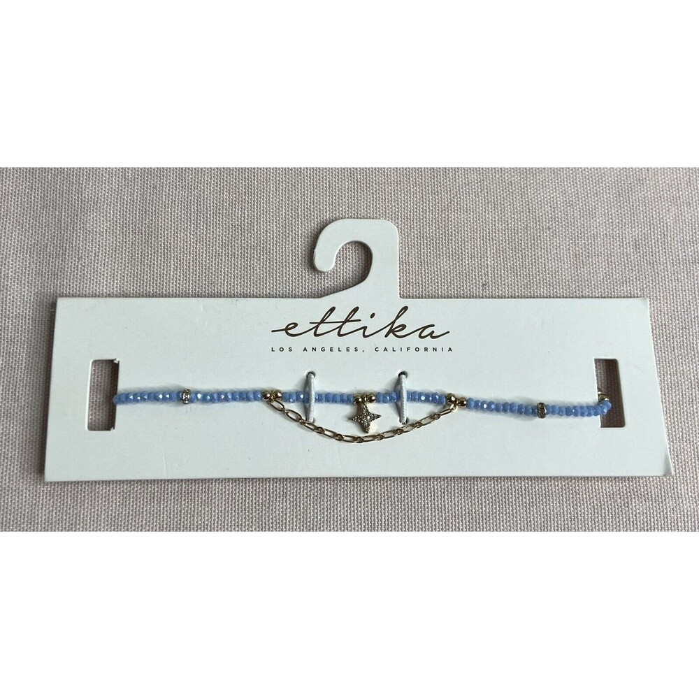 NWT Ettika | Blue & Gold Tone Beaded, Star Charm, Choker Necklace